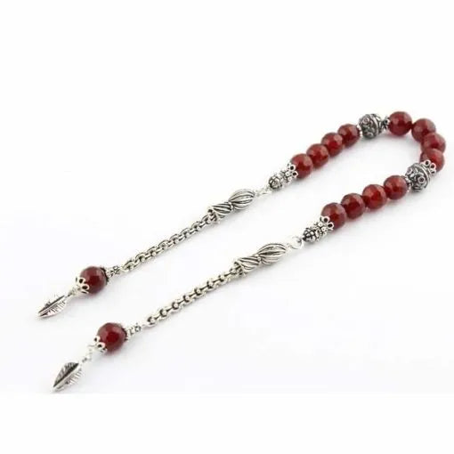 Red Agate Stone Silver Swing Tasbih