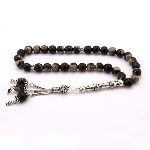 Chalcedony Stone Silver Prayer Beads