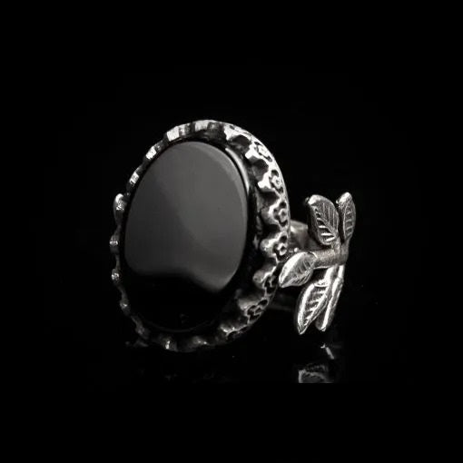 Black Aqeeq Hand Made Simple Women Ring