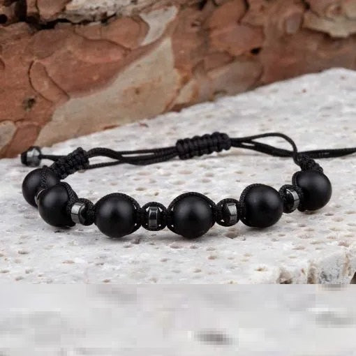 Black Onyx Adjustable Beaded Bracelet No2