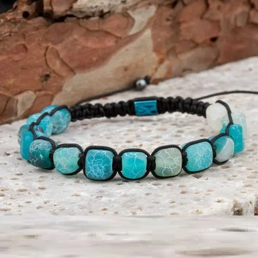 Blue Agate Adjustable Beaded Bracelet