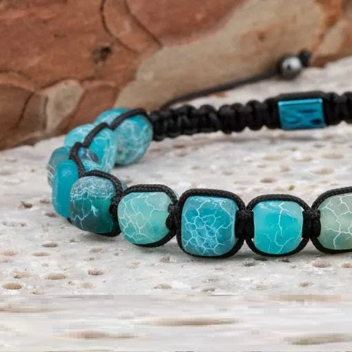 Blue Agate Adjustable Beaded Bracelet