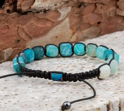 Blue Agate Adjustable Beaded Bracelet