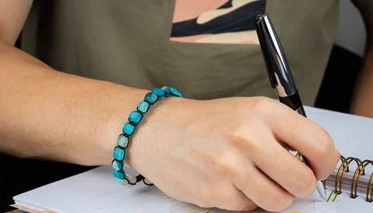 Blue Agate Adjustable Beaded Bracelet