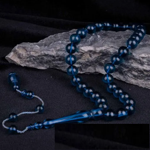 Blue Amber 33 Beads Tasbih Misbaha No2