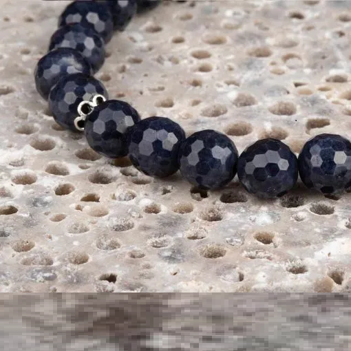 Dark Blue Star Stone Faceted Cut Elastic Beaded Bracelet