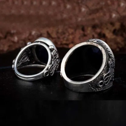 Blue Sapphire Handmade Women & Men Couple Rings Set