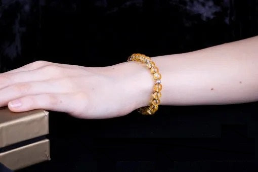 Citrine Elastic Beaded Bracelet