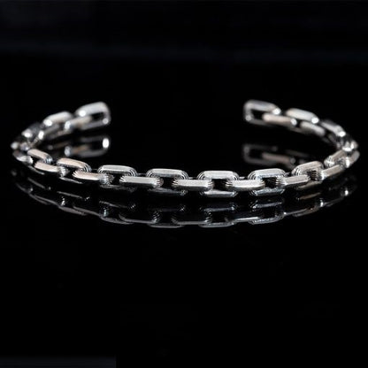 Chain Design Unisex Silver Cuff Bracelet