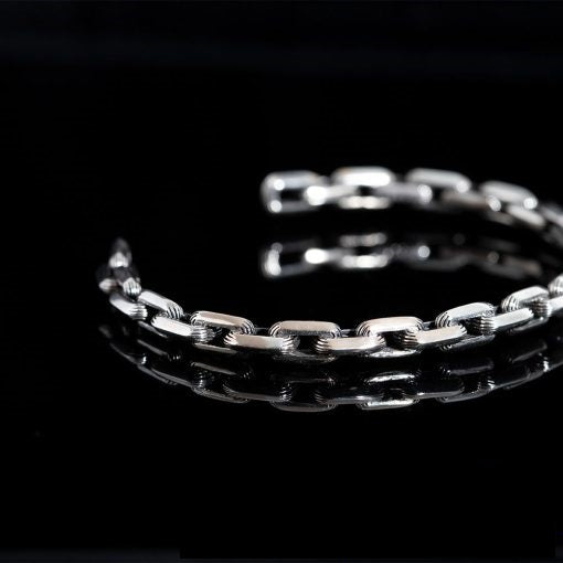 Chain Design Unisex Silver Cuff Bracelet