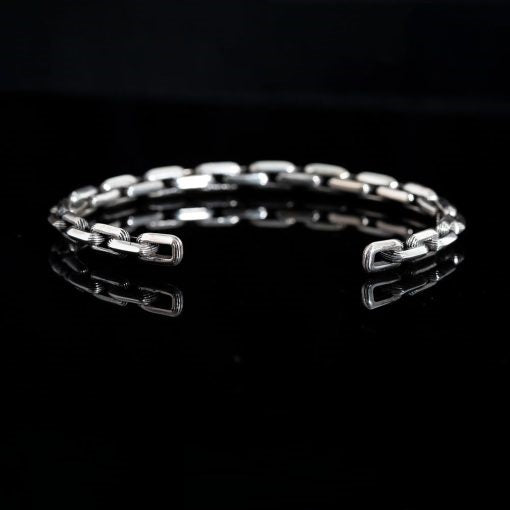 Chain Design Unisex Silver Cuff Bracelet