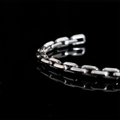 Chain Design Unisex Silver Cuff Bracelet