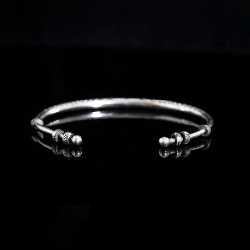 Ornamented Unisex Silver Cuff Bracelet