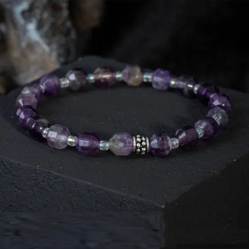 Amethyst Faceted Beaded Elastic Bracelet