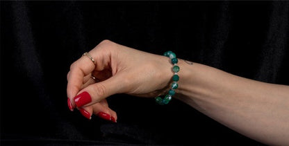 Striped Agate Green Faceted Beaded Elastic Bracelet