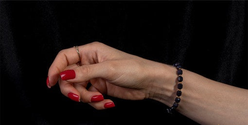 Star Stone Dark Blue Faceted Beaded Elastic Bracelet