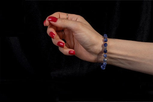 Lapis Lazuli Faceted Beaded Elastic Bracelet