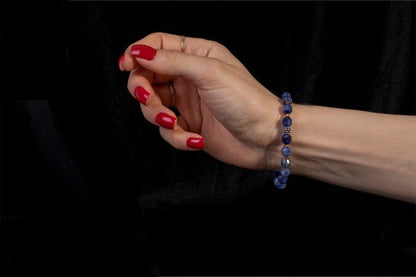 Lapis Lazuli Faceted Beaded Elastic Bracelet