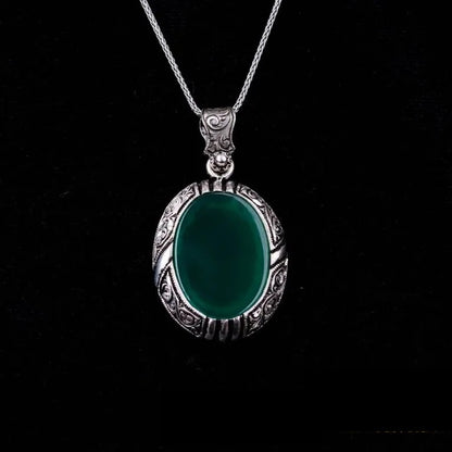 Green Aqeeq Flat Hand Engraved Pendant