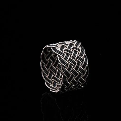 Handmade Kazaz Silver Knot Ring Wide-2