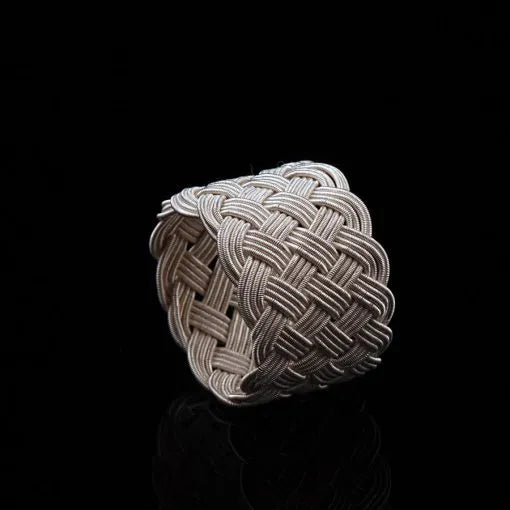 Handmade Kazaz Silver Knot Ring Wide-5