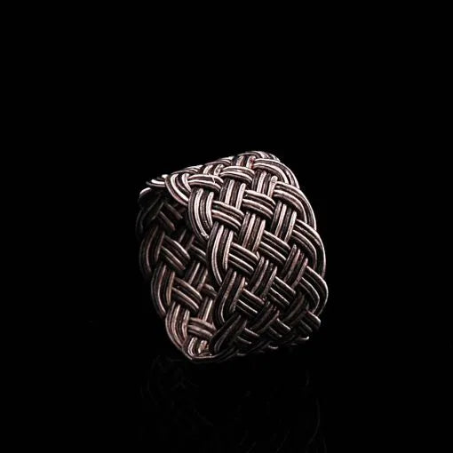 Handmade Kazaz Silver Knot Ring Wide-7