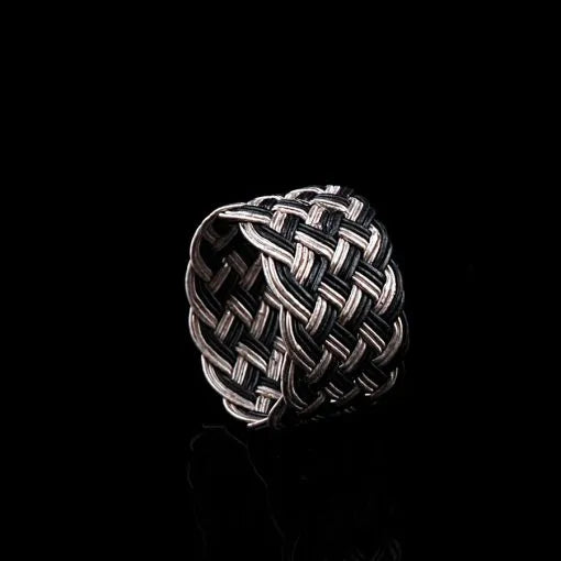 Handmade Kazaz Silver Knot Ring Wide