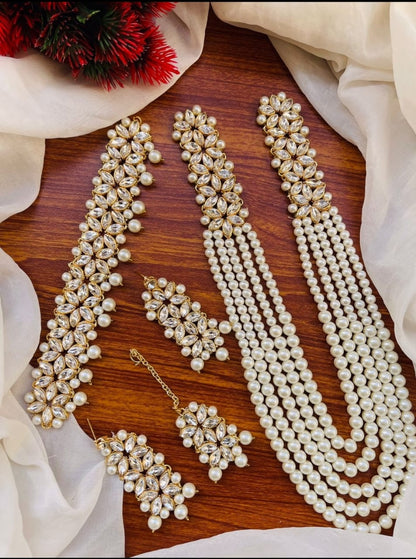 Mughlai Pearl 5 pcs Bridal Necklace set (original)