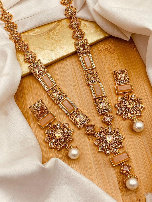 Gold Star Fancy Mala Set with Earring