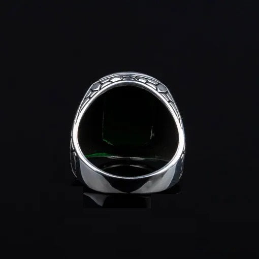 Rounded Rectangle Onyx Silver Ring