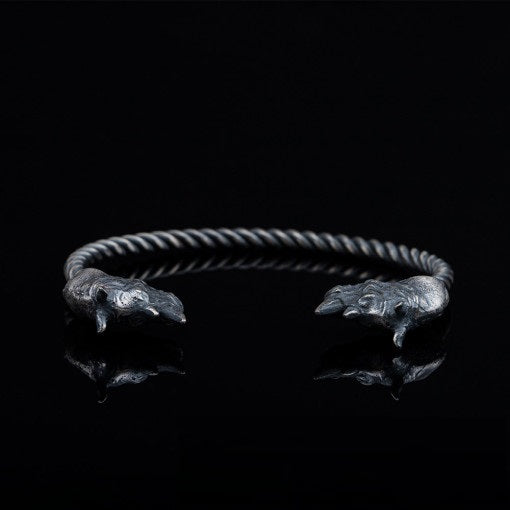 Rhino Oxidized Silver Cuff Bracelet