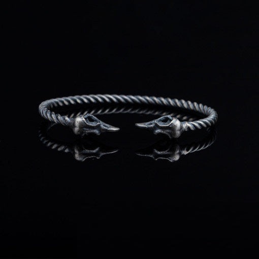 Crow Oxidized Silver Cuff Bracelet