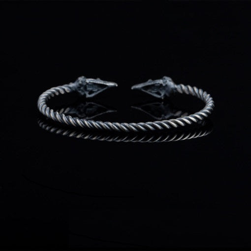 Crow Oxidized Silver Cuff Bracelet