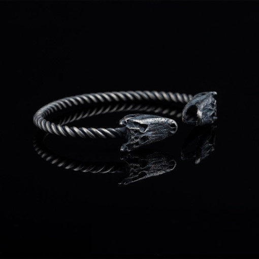 Crocodile Oxidized Silver Cuff Bracelet