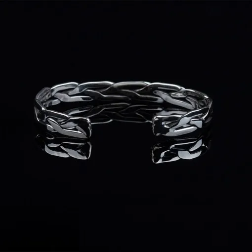 Elegant Cuban Silver Cuff Bracelet No2