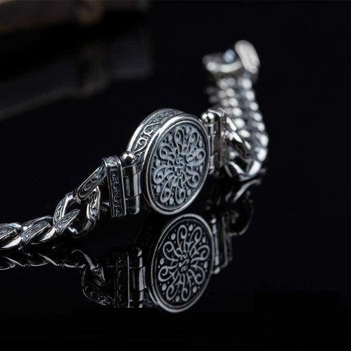 Compass Silver Rotating Chain Bracelet For Men