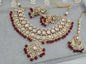 Gold maroon Kundan necklace Set