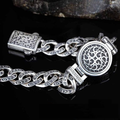 Bear Head Silver Rotating Chain Bracelet For Men