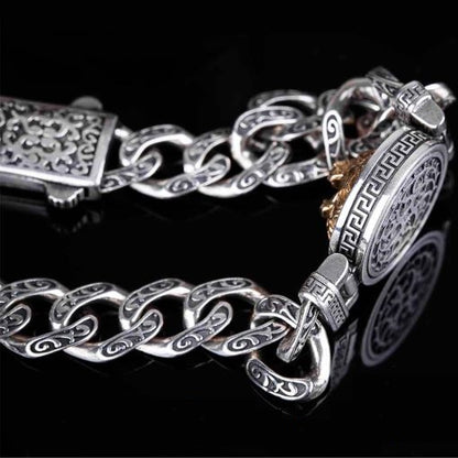 Bear Head Silver Rotating Chain Bracelet For Men