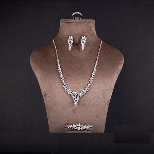 Exclusive White Zircon Bridal Silver Jewelry Set