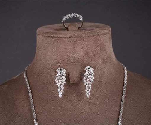 Exclusive White Zircon Bridal Silver Jewelry Set