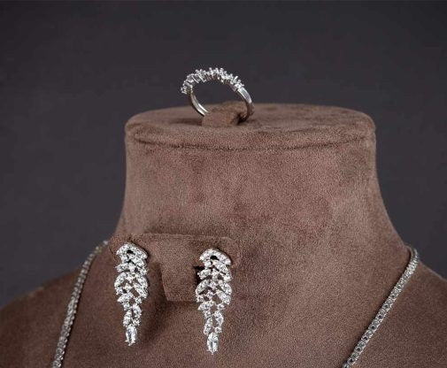 Exclusive White Zircon Bridal Silver Jewelry Set