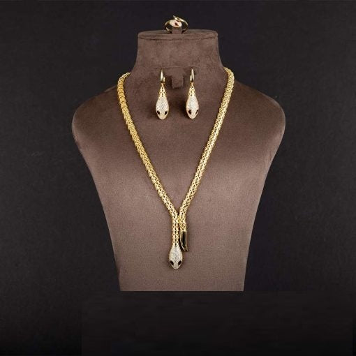 Exclusive Snake Design Ruby Golden Jewelry Set