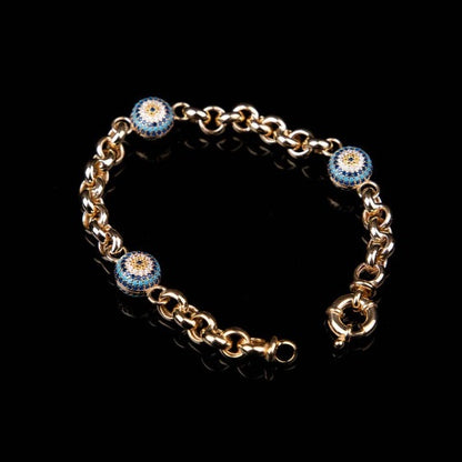 Evil Eye Mix Zircon Gold Plated Bracelet For Women