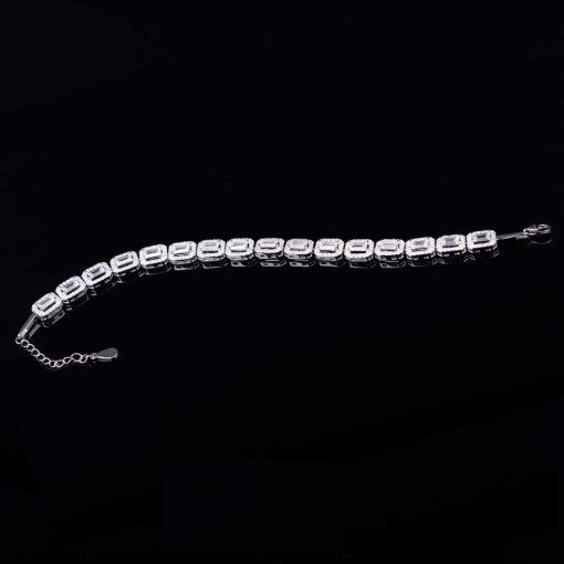 White Zircon Baguette Tennis Bracelet For Women