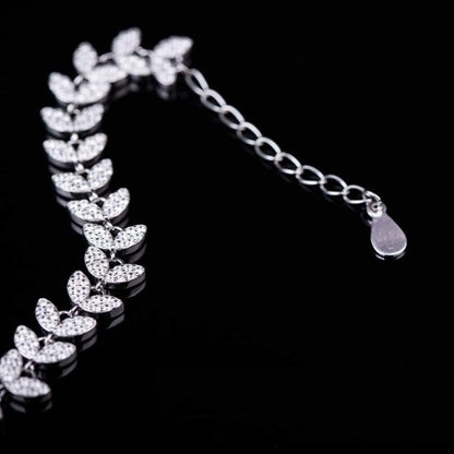 White Zircon Leaf Tennis Bracelet For Women