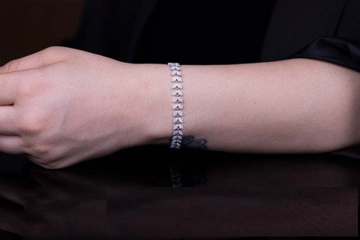 White Zircon Leaf Tennis Bracelet For Women