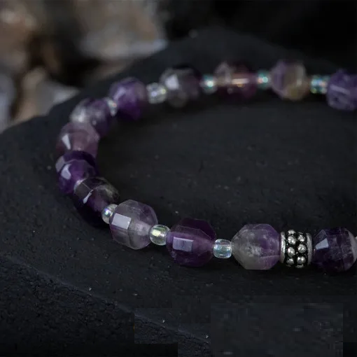 Amethyst Faceted Beaded Elastic Bracelet