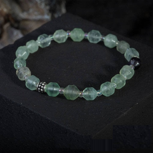 Green Aqeeq Faceted Beaded Elastic Bracelet