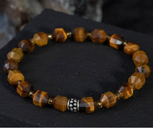 Tiger’s Eye Faceted Beaded Elastic Bracelet